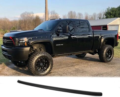 Front Top Hood Molding Trim Fit For 2011 2012 2013 2014 Chevy Chevrolet Silverado 2500 HD 3500 HD,Factory Style,Matte Black in Kuwait