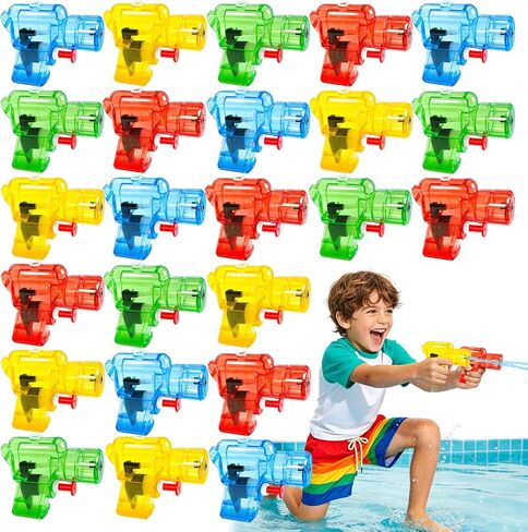 24Pcs Mini Water Gun,Small Plastic Squirt Water Guns,6.5FT Long Range Soaker Blasters for Kids Summer Outdoor Activities,Beach Swimming Pool Toys,Party Favors in Saudi Arabia