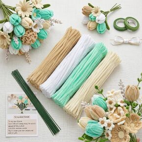 480 قطعة من منظفات الأنابيب لصنع الزهور، وسيقان شانيل متعددة الألوان - مجموعة لوازم الفنون والحرف الكاملة للزهور التي تصنعها بنفسك، وديكور المنزل، والمشروعات الفنية للأطفال والكبار (أزرق) in Kuwait
