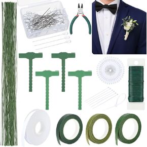 Hoemwarm Boutonniere Pin Kit مجموعة لوازم صنع الصدار تتضمن دبابيس قطع شريط سلكية زهرية ومشابك معدنية بيضاء لحفلات الزفاف وحفلات التخرج وترتيبات الحرف اليدوية in Kuwait