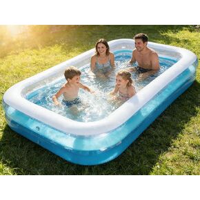 Kids Splash Pool Inflatable 74" Rectangular, Large BPA-Free PVC Kiddie Pool with Drain Plug for Ages 3-12 in Saudi Arabia