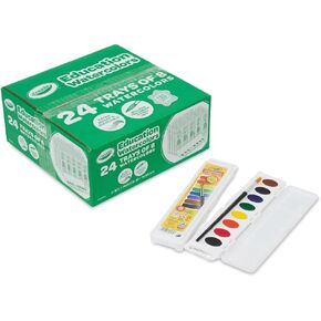 Crayola Watercolor Paint Set (24 Count), Bulk Pack for Classrooms, Watercolor Paint Trays with Brushes, Classroom Art Supplies for Kids, Ages 4+ in Kuwait