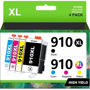 استبدال الحبر 910XL لحزمة التحرير والسرد لخراطيش الحبر HP 910XL خراطيش الحبر 910XL لطابعات HP HP910XL تعمل لطابعة Office Jet Pro 8020 8025 8028 8010، باللون الأسود واللون، 4 عبوات in Kuwait