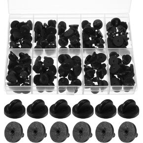 150Pcs Pin Backings, Lapel Pin Backs Locking with Storage Case, Black Silicone Pins Locks for Brooch, Tie, Hat & Badge Insignia in Kuwait