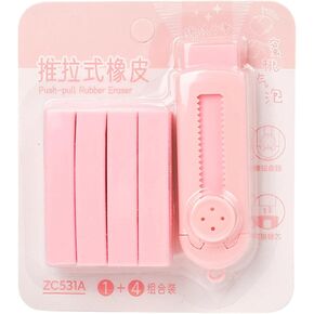 Retractable Eraser Refillable Sliding Pencil with 4 Refills Easy Erasing Rubber for Writing Drawing Retractable in Kuwait