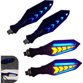 4 PCS Motorcycle Turn Indicator Lights, Arrow Shape Flowing Turn Signal LED with Daytime Running Lights, LED Double-sided Flowing Blinker, Cool Modified Accessories for Motocycle (Blue) in Saudi Arabia