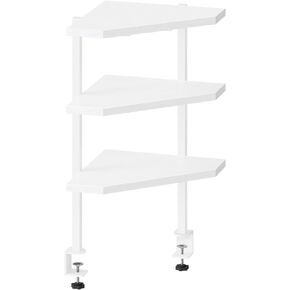 MAHANCRIS Clamp on Desk Corner Organizer, 3-Tier Desktop Shelf, Adjustable Desk Corner Storage Shelf with Metal Frame, for Office, Game Room, Black DSBK5501 in Kuwait