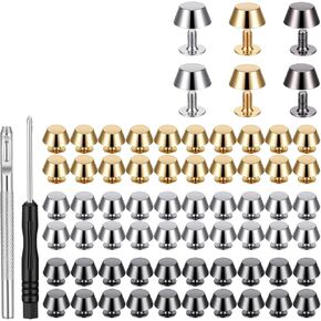 SULIKJHUI 60 Pcs Purse Feet for Handbags, Alloy Flat Nailhead Studs with Screwdriver & Hole Puncher, Handbag Studs Hardware for Leather Crafting DIY Bag Protection Accessories in Kuwait