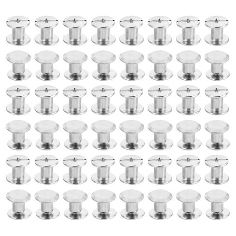 M5x6mm Chicago Screws, 50 Sets Chicago Screws Phillips Binding Post Screw Bolts Leather Rivets Brass Fasteners Connectors Steel for Leather Belt Scrapbook Photo Albums, Silvery in Kuwait