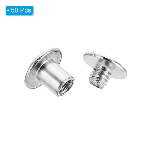 M5x6mm Chicago Screws, 50 Sets Chicago Screws Phillips Binding Post Screw Bolts Leather Rivets Brass Fasteners Connectors Steel for Leather Belt Scrapbook Photo Albums, Silvery in Kuwait