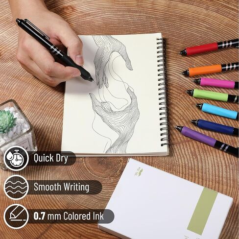 Mr. Pen Retractable Gel Pens - 8 Pack, Vibrant Barrels, Fast Dry, Colorful Ink Fine Point 0.7mm Tips, Aesthetic Pens for Journaling in Saudi Arabia