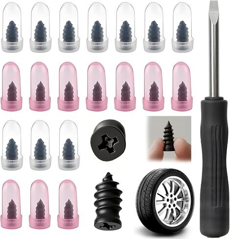 PUSKIU Tire Repair Rubber Nail Kit with 2 Sizes, Screw in Tire Plugs Rubber Screws, Tire Repair Screws for Tubeless Tires, Fast Emergency Tire Repair for Car Motorcycle Bike Truck (60 Pcs) in Kuwait