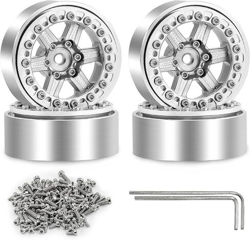 عجلات Beadlock مقاس 1.3 بوصة لأجزاء ترقية الزاحف SCX24 TRX4M 1/24 1/18 RC (أزرق، 4 قطع) in Kuwait