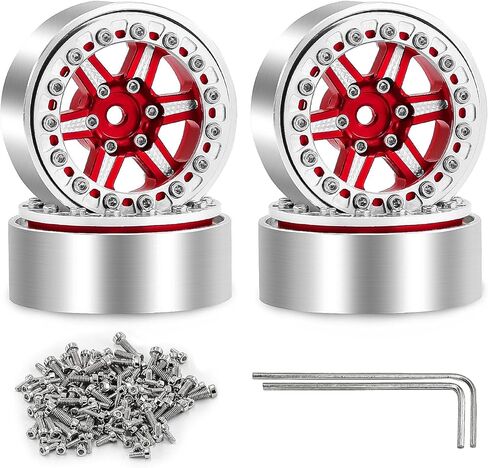 عجلات Beadlock مقاس 1.3 بوصة لأجزاء ترقية الزاحف SCX24 TRX4M 1/24 1/18 RC (أزرق، 4 قطع) in Kuwait
