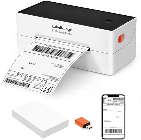 طابعة ملصقات التجارة الإلكترونية LabelRange 4x6، طابعة ملصقات الشحن الحراري، تدعم Amazon، USPS، Pirate Ship، Shopify، Poshmark، اتصال Bluetooth وUSB in Kuwait