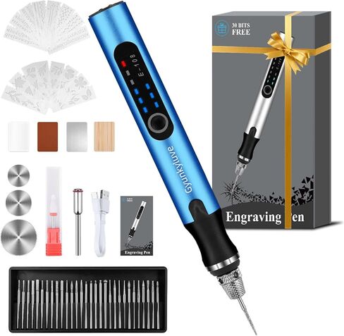 Upgraded Electric Engraving Pen, Wireless Engraving Pen Kit with 34 Bits & 3-Speed Adjust, Practice Materialse & Stencil, Rotary Tool for 60+ Surfaces Cordless Engraver Pen for Artists & DIY in Kuwait