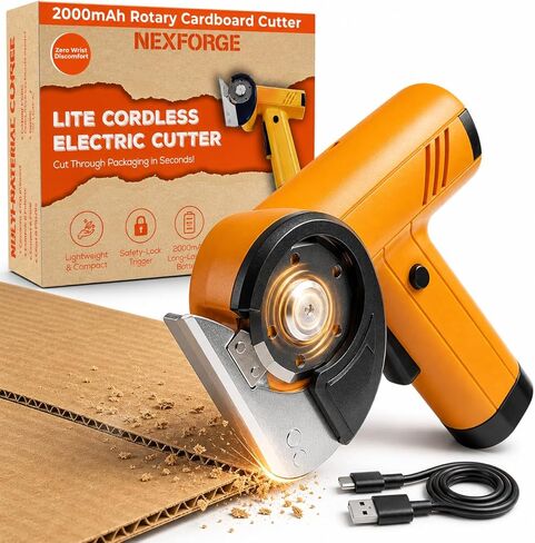Cordless Electric Box Cutter for Cardboard - Rechargeable Rotary Cardboard Cutter - Compact Electric Cutting Tool with 2000mAh Battery and Safety Guard in Kuwait