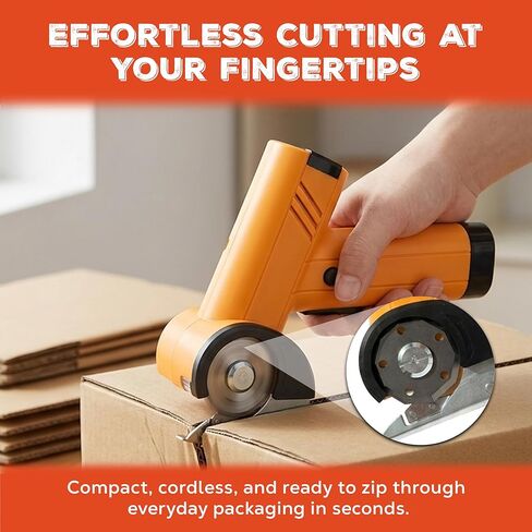 Cordless Electric Box Cutter for Cardboard - Rechargeable Rotary Cardboard Cutter - Compact Electric Cutting Tool with 2000mAh Battery and Safety Guard in Kuwait