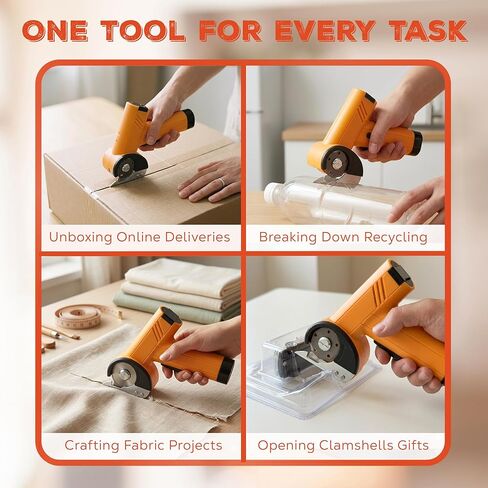 Cordless Electric Box Cutter for Cardboard - Rechargeable Rotary Cardboard Cutter - Compact Electric Cutting Tool with 2000mAh Battery and Safety Guard in Kuwait