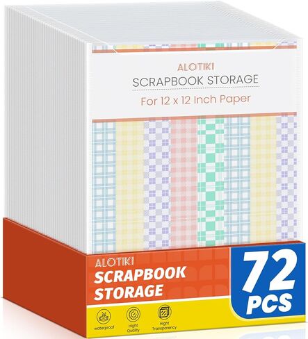 ALOTIKI Scrapbook Paper Storage,36 Pcs 12x12 Scrapbook Paper Organizer,Clear Paper Storage Bag for Holding Scrapbooking,Vinyl,Photos and File Enclosed Storage in Kuwait