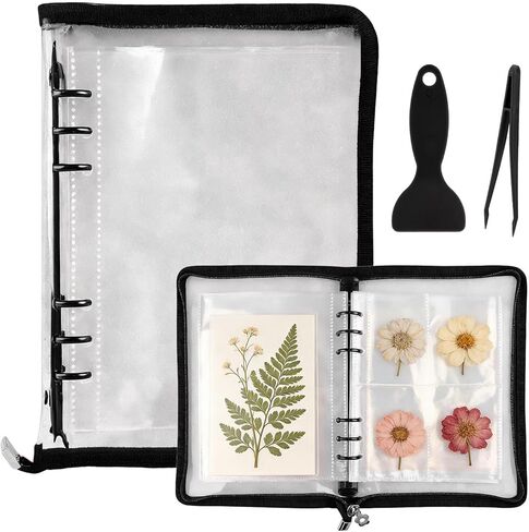 Sticker Organizer Binder with Clear Pockets & Zipper, Reusable A5 Stickers Collecting Book Album Holder with 10 Release Papers for Planner, Journaling, Sticker Collection(Color:Black) in Kuwait