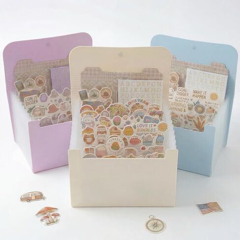 Sticker Storage Organizer with 13 Expandable Pockets, Multi-Layer Desktop Sticker Binder for Scrapbook Essentials and Journal Organizer, Large Capacity for Thick Sticker Album, Washi Tape(Purple) in Kuwait
