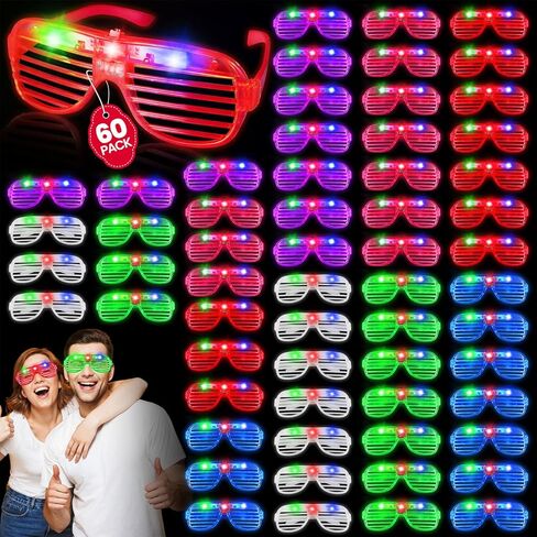30 Pack LED Glasses ,6 Colors Light Up Glasses Glow In The Dark Party Supplies , Party Glasses for Adults , Glow Shutter Glasses for Valentines Day , New Year's Eve Decoration , Birthday in Kuwait