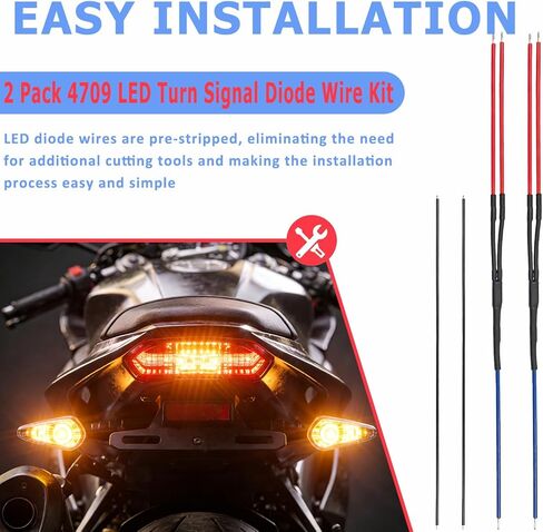مجموعة أسلاك صمام ثنائي لإشارة الانعطاف LED 4709، سلك صمام ثنائي متري للدراجات النارية، متوافق مع كاواساكي فولكان 1600 هوندا VT1100/XR650L/VTX1800C/CRF230M سوزوكي GS500F/DR350 ياماها إندورو in Kuwait