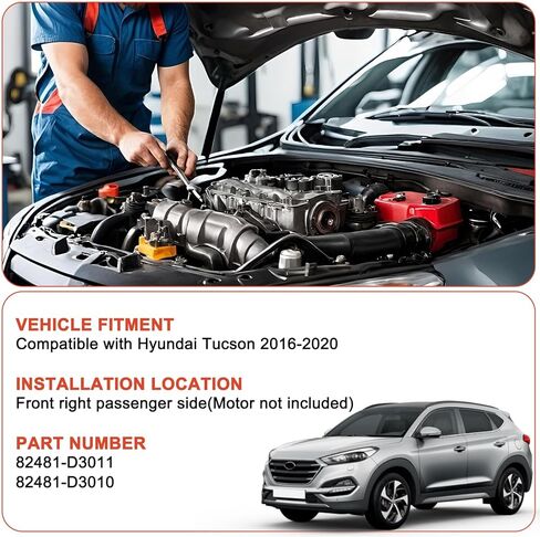Front Right Passenger Side Window Regulator Without Motor Compatible with Hyundai Tucson 2016-2020 Replaces 82481-D3011 82481-D3010 in Kuwait