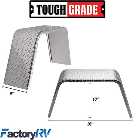 Tough Grade 2-Pack Aluminum Diamond Plate Flat Top Trailer Fender 9" X 36" X 18" | Car Hauler Trailer | Cargo Trailer | Utility Trailer | Landscape Trailer in Kuwait