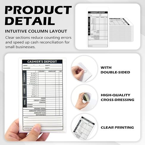500 Pcs Cashiers Report Envelope 4 x 6.5 Inch Cash Drop Envelopes Money Envelopes Deposit Envelopes for Cash Self Seal for Retail Store Bank Restaurant Cash Handling (500, White) in Kuwait