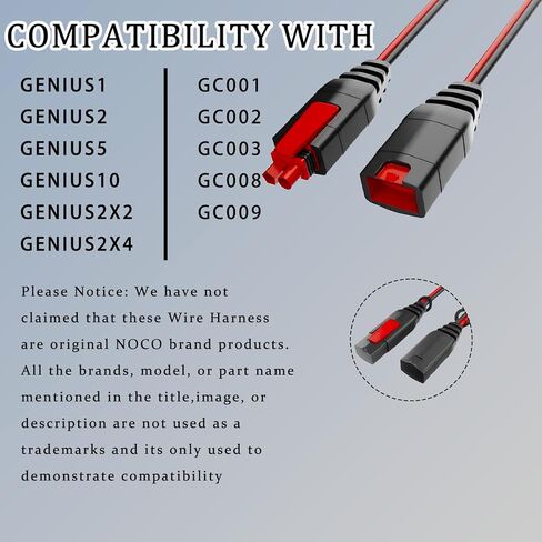 مجموعة GC004 + GC008 X-Connect مناسبة لملحقات شواحن بطاريات NOCO M10 (3/8 بوصة) طرف ثقب XL، بديل موصل بطارية NOCO كابل تمديد شاحن بطاريات ذكية in Kuwait