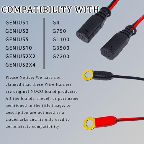 مجموعة GC004 + GC008 X-Connect مناسبة لملحقات شواحن بطاريات NOCO M10 (3/8 بوصة) طرف ثقب XL، بديل موصل بطارية NOCO كابل تمديد شاحن بطاريات ذكية in Kuwait