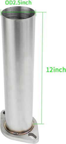 2.5" Exhaust Flange Adapter,OD 2 1/2 Inch Exhaust Pipe,12in Length,T304 Stainless Steel Polishing,Header Collector Flange 2-Bolt Exhaust Flange Pipe, Two Hole,Universal Exhaust System Replacement in Kuwait