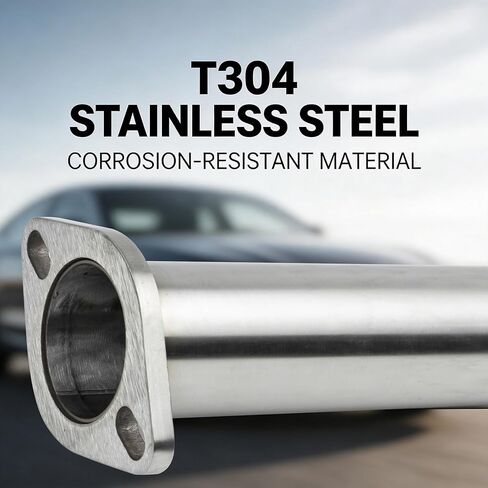 2.5" Exhaust Flange Adapter,OD 2 1/2 Inch Exhaust Pipe,12in Length,T304 Stainless Steel Polishing,Header Collector Flange 2-Bolt Exhaust Flange Pipe, Two Hole,Universal Exhaust System Replacement in Kuwait