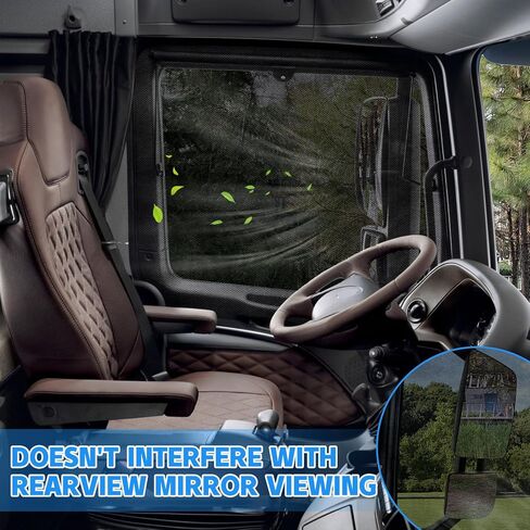 Side Window Bug Screen Compatible with Heavy Trucks Kenworth T680 T880/Peterbilt 579 567/International LT MV, Front Door Side Window Mosquito Net, Breathable Mesh Window Bug Screen (A Pair) in Kuwait