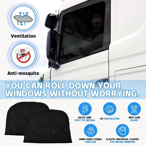 Side Window Bug Screen Compatible with Heavy Trucks Kenworth T680 T880/Peterbilt 579 567/International LT MV, Front Door Side Window Mosquito Net, Breathable Mesh Window Bug Screen (A Pair) in Kuwait