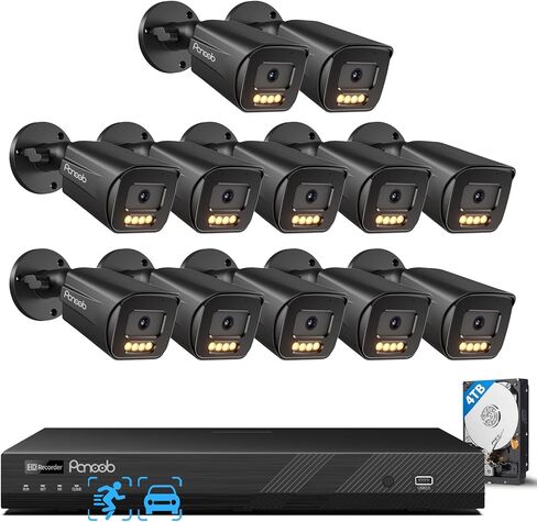 32 Channel Security Camera System, 20pcs 5MP PoE IP Bullet Camera, Smart Color Night Vision, 2 Way Audio Talking, AI Human Vehicle Detection, Remote Access, 4K 32CH NVR 8TB HDD, PB65B2032-5MD in Saudi Arabia