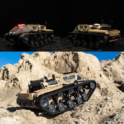 RC Tank Car, 1:16 Scales Transport Military Vehicle RC Tank, 4WD RTR Off Road RC Crawler with 360°Rotating Drifting Dual Motor Gearbox Proportional Control Military Truck RC Toy for Adult in Kuwait