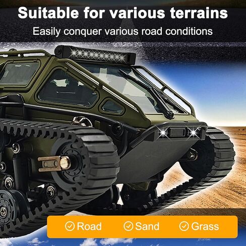 RC Tank Car, 1:16 Scales Transport Military Vehicle RC Tank, 4WD RTR Off Road RC Crawler with 360°Rotating Drifting Dual Motor Gearbox Proportional Control Military Truck RC Toy for Adult in Kuwait