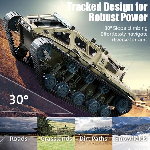 RC Tank Car, 1:16 Scales Transport Military Vehicle RC Tank, 4WD RTR Off Road RC Crawler with 360°Rotating Drifting Dual Motor Gearbox Proportional Control Military Truck RC Toy for Adult in Kuwait