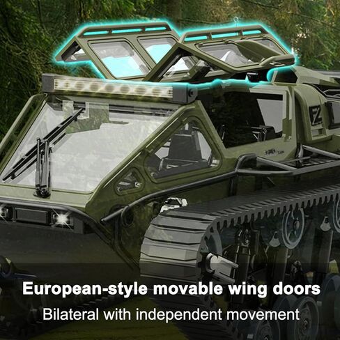 RC Tank Car, 1:16 Scales Transport Military Vehicle RC Tank, 4WD RTR Off Road RC Crawler with 360°Rotating Drifting Dual Motor Gearbox Proportional Control Military Truck RC Toy for Adult in Kuwait