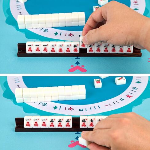 Travel American Mahjong Tile Set | 166 PCS 0.8 Inch Mini Mahjong Game Tiles, 4 Wooden Racks, Floral Storage Bag, 3 Dice & Beginner's Guide, Complete Portable Set in Kuwait