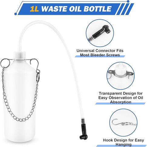 3L Manual Brake Bleeder Kit, One Person Brake Fluid Bleeding Vacuum Pump with 1L Catch Bottle and 4 Master Cylinder Adapters for Brake & Clutch System, Suitable for Most Vehicles in Kuwait