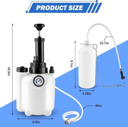 3L Manual Brake Bleeder Kit, One Person Brake Fluid Bleeding Vacuum Pump with 1L Catch Bottle and 4 Master Cylinder Adapters for Brake & Clutch System, Suitable for Most Vehicles in Kuwait