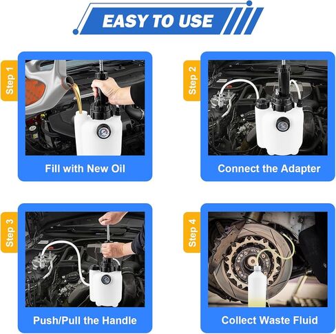3L Manual Brake Bleeder Kit, One Person Brake Fluid Bleeding Vacuum Pump with 1L Catch Bottle and 4 Master Cylinder Adapters for Brake & Clutch System, Suitable for Most Vehicles in Kuwait