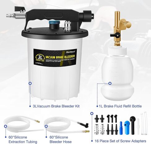 Reniteco 3L Vacuum Brake Bleeder Kit - One Person Brake Bleed Fluid Pump Brake Bleeding Tool with 3L Brake Fluid Extractor and 1L Refilling Bottle in Kuwait