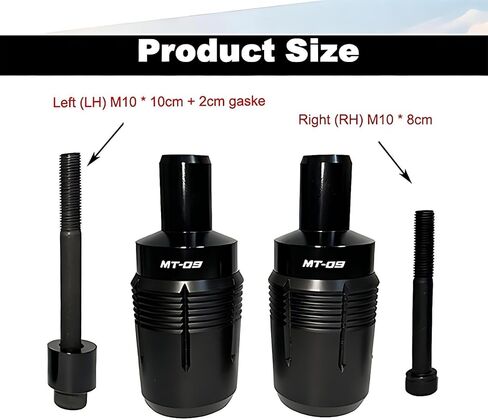 Black CNC Frame Sliders for Yamaha MT-09/MT-09 SP/Tracer 9/9GT/FZ09/XSR900 (2021-2025) - Heavy Duty Motorcycle Crash Protection Guard, Anti-Scratch MT09 Accessories in Kuwait