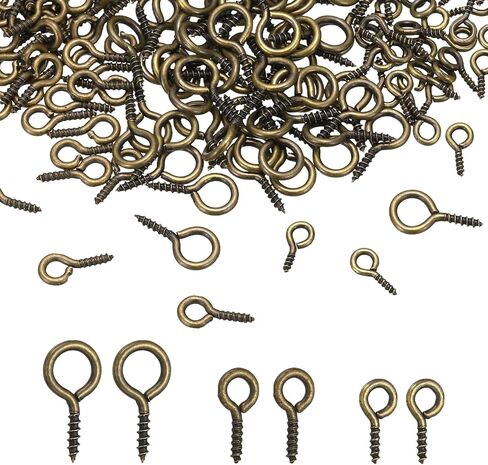 PATIKIL Screw Eye Pins Set, 600Pcs 3 Size Metal Threaded Small Eye Pin Clasp Hooks Mini Hoop Peg Self Tapping Screw for Jewelry Making DIY Art Crafts Bead Charms, Red Copper Color/Bronze in Saudi Arabia