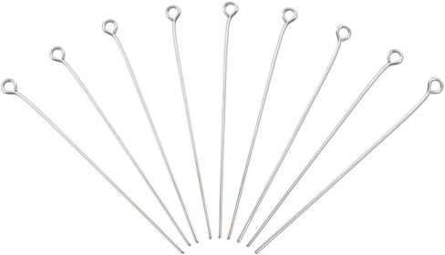 100Pcs 22 Gauge Stainless Steel Eye Pins Mini Metal Wire Eyepins Jewelry Findings for Beading Earring Bracelet DIY Projects Jewelry Making 50mm in Kuwait